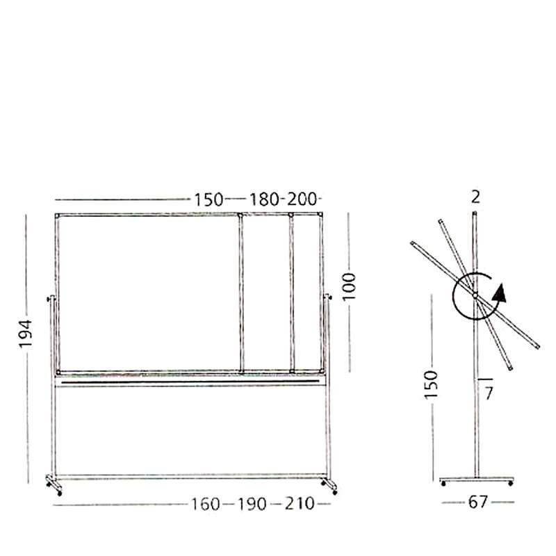 Schwenktafel, Whiteboard für intensiven Gebrauch auf mobilem Stativ - 8 Größen - 100x150 cm #5
