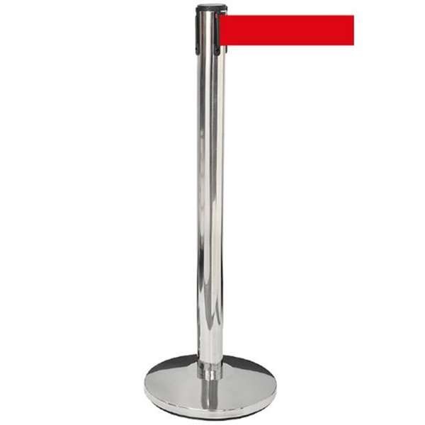 Silberner Absperrpfosten, Ständer mit 3 m rotem Band #1