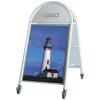 New Gotik Lux Kundenstopper mit Logo schild und Rad - A1 - weiß #3