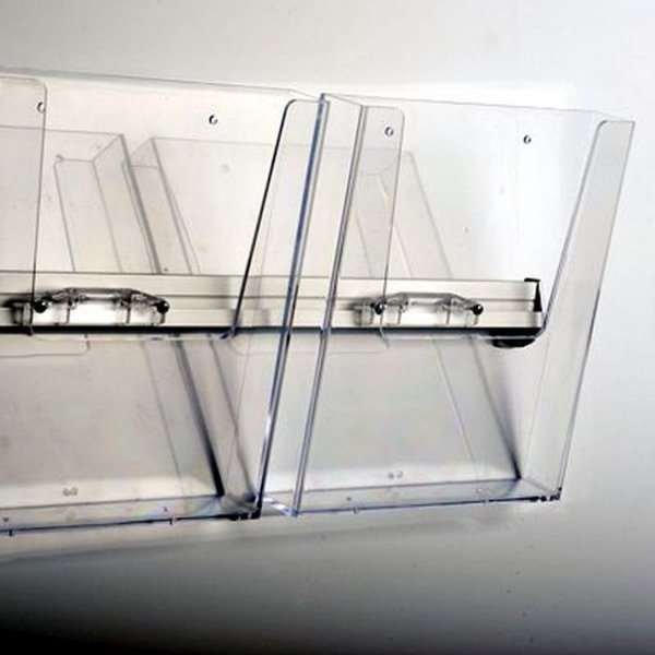 Prospekthalter für die Wand, Aluminiumschiene mit 2 Stk. A4-Acrylhalter #8