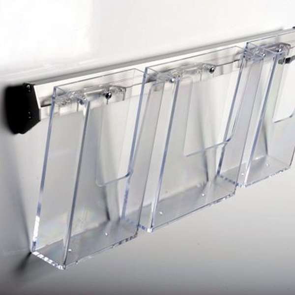 Prospekthalter für die Wand, Aluminiumschiene mit 2 Stk. A4-Acrylhalter #4