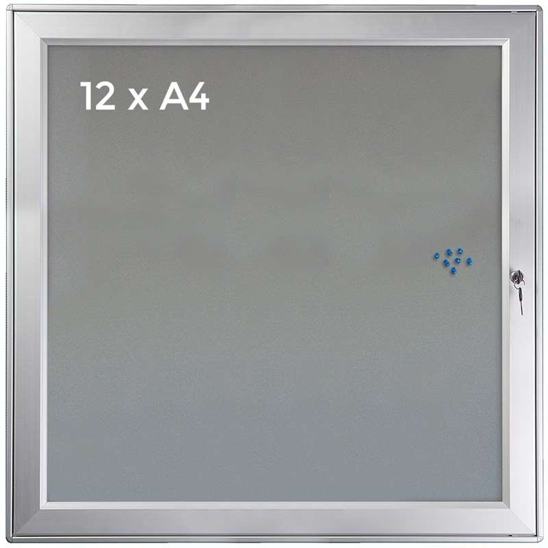 Hängeschrank/Infobox mit Schloss und Filzrückseite, silber - 12xA4 #6