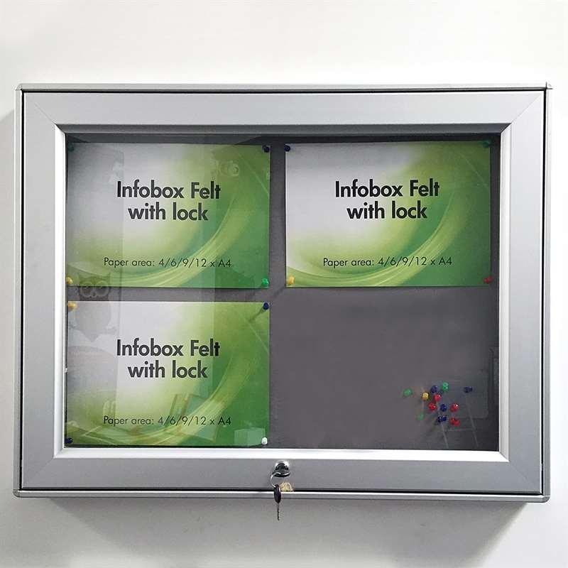 Hängeschrank/Infobox mit Schloss und Filzrückseite, silber - 4xA4 #7