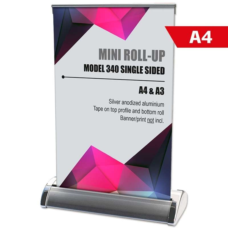 Mini Roll-up, einseitig, Kassette, silber, A4 #1