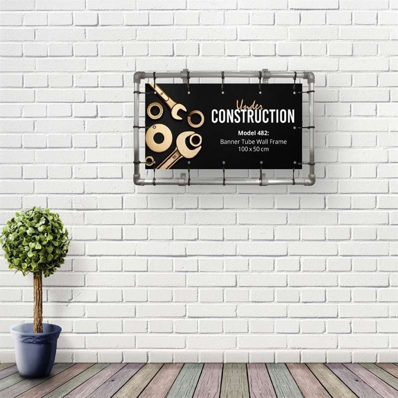 Banner Tube Wall Frame, Rahmen mit Wandhalterung, aus 48mm Aluminiumrohr, 100 x 50 cm #8