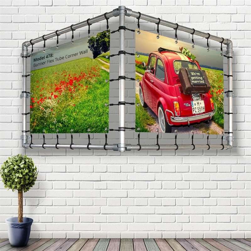 Banner Tube Corner Frame, Wandrahmen aus Aluminiumrohr 0,3mm / Ø 48mm - 200 x 100 cm