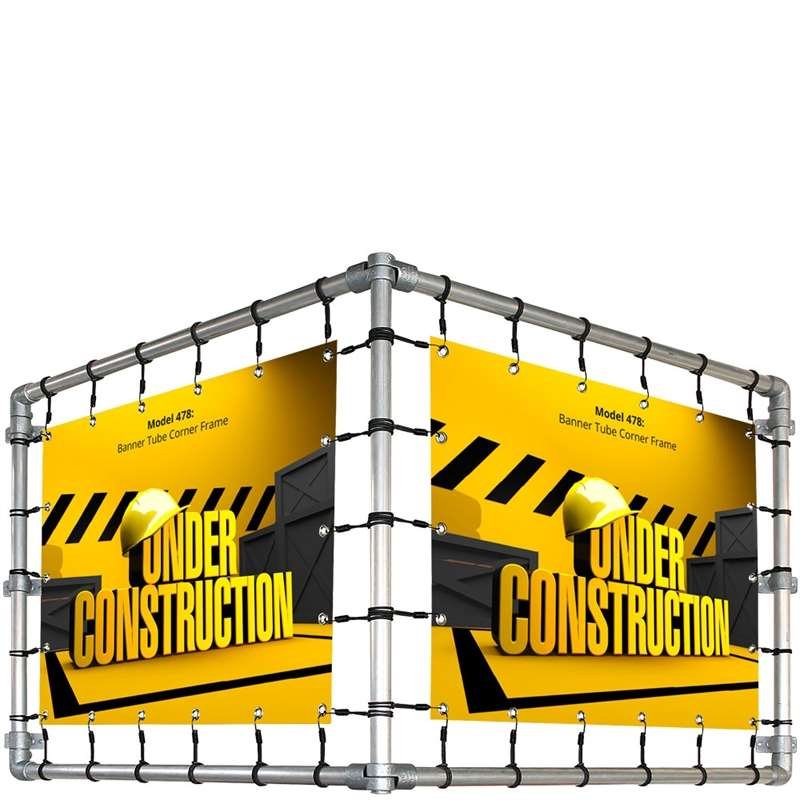 Banner Tube Corner Frame, Wandrahmen aus Aluminiumrohr 0,3mm / Ø 48mm - 200 x 100 cm