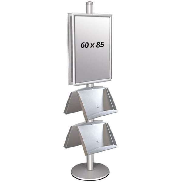 Multi Stand 4 Infoständer - doppelseitig mit 2 Stahlregalen 25mm, 2 x 60 x 85 cm #1