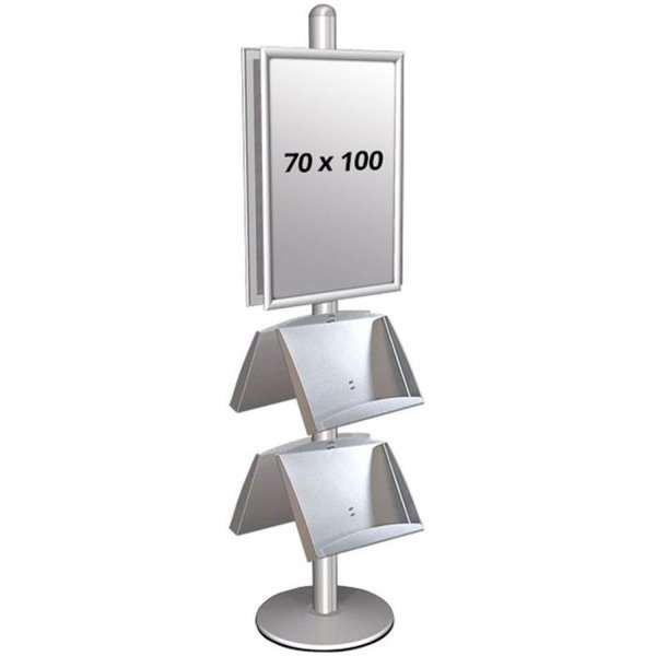 Multi Stand 4 Infoständer - doppelseitig mit 2 Stahlregalen 25mm, 2 x 70 x 100 cm #1