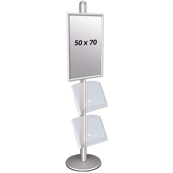 Multi Stand 3 Infoständer - einseitig mit 2 Acrylregalen 25mm, 1 x 50 x 70 cm #1