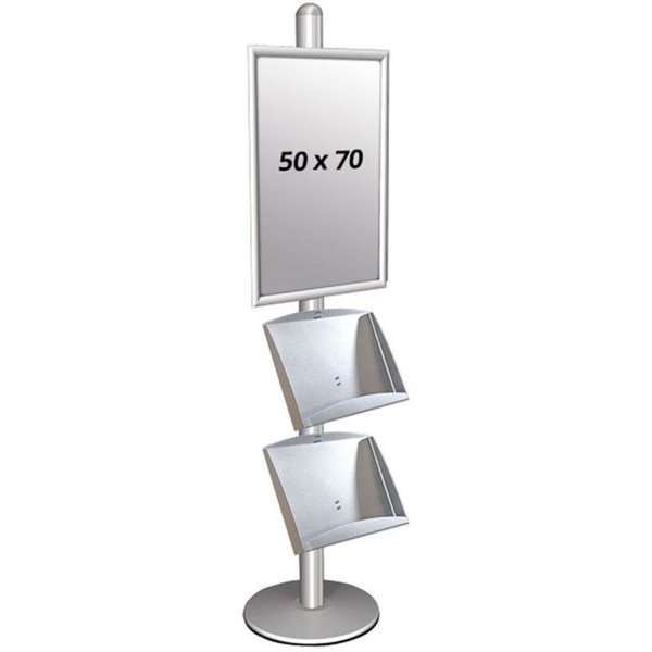 Multi Stand 3 Infoständer - einseitig mit 2 Stahlregalen 25mm, 1 x 50 x 70 cm #1