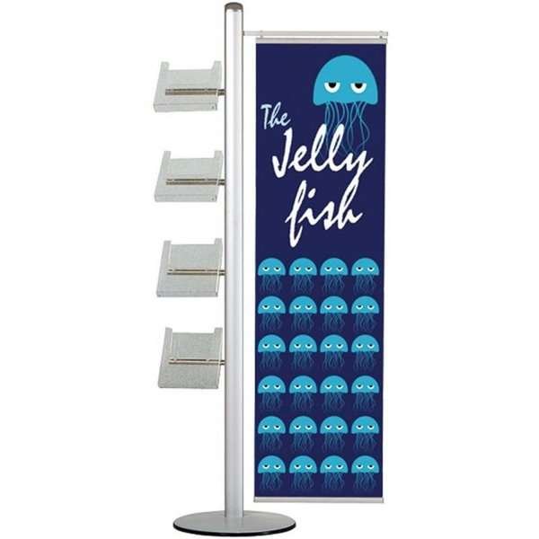 Multi Stand Prospekthalter 19 - einseitig, 1 Stück 40 cm Banner + 4 x A4-Regale #1
