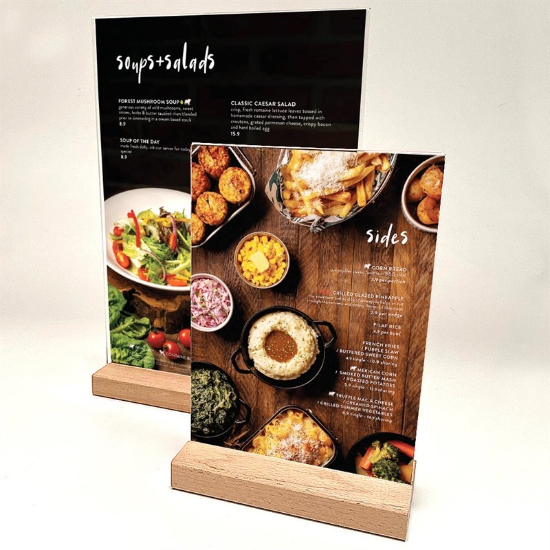 WOOD Block Menu Holder Acryl A4 vertikal/gewinkelt #2