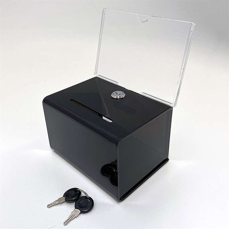 Tipbox Trinkgeld Box, schwarz, mit A6-Acrylhalter für Info #1