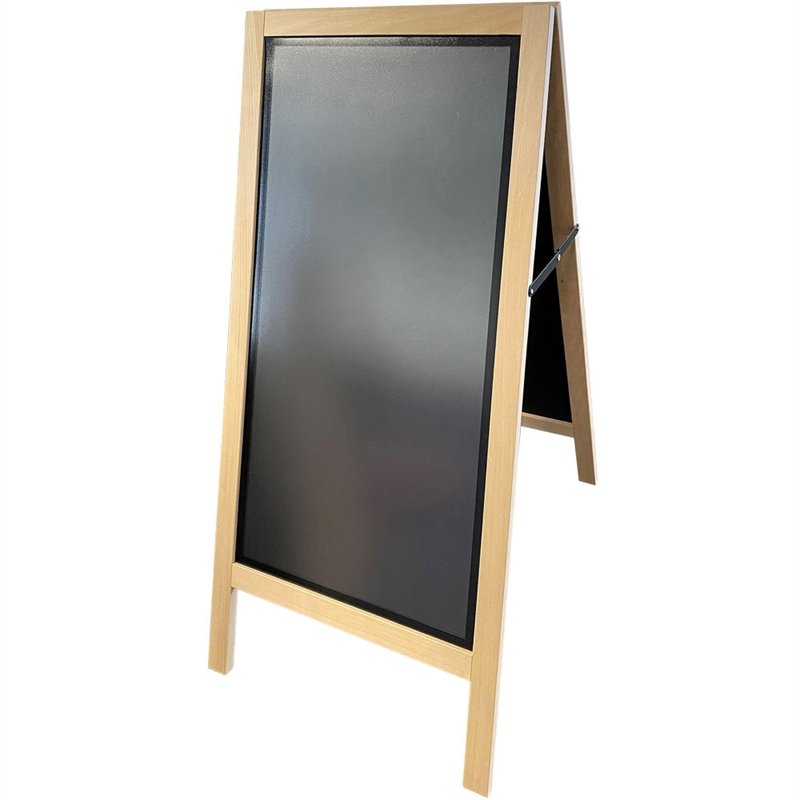 Wooden Kreietafelschild aus hellem Holz, mit magnetischer Tafel sowie Frontscheibe, Postergröße 42,5 x 87,5 cm. #1