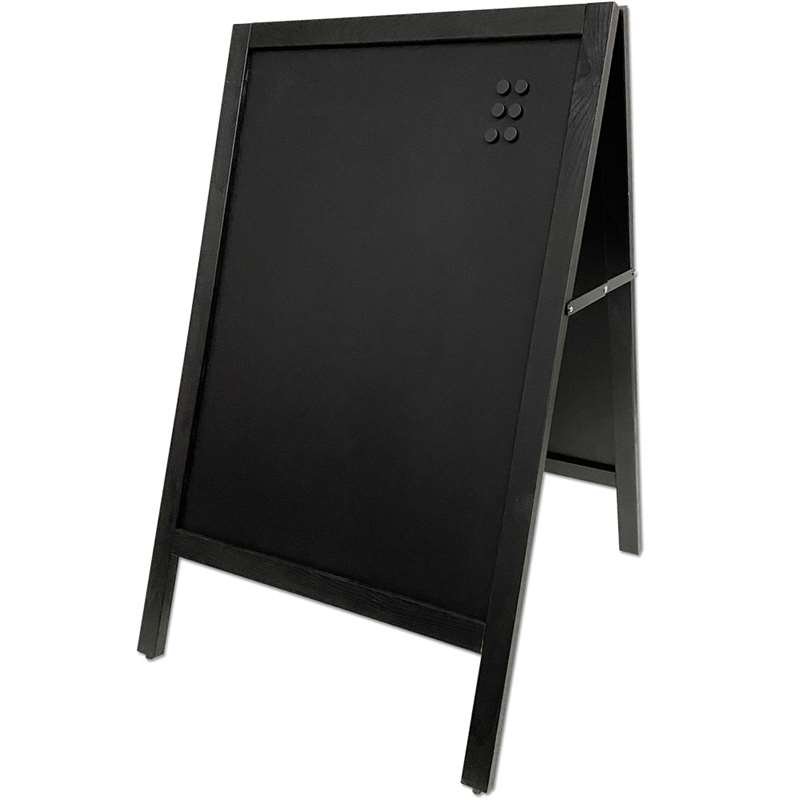 Wooden Kreidetafel Kundenstopper aus Holz mit Stahlbrett 59x78cm - schwarz gebeizte Buche #3