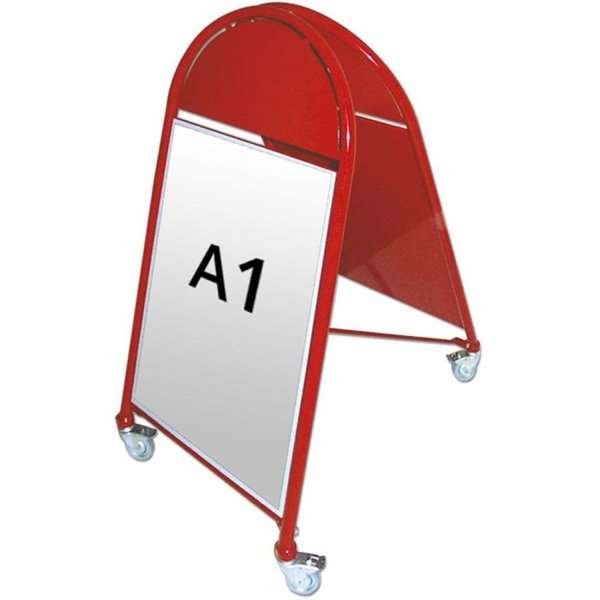 New Gotik Lux Kundenstopper mit Logo schild und Rad - A1 - rot #1