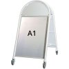 New Gotik Lux Kundenstopper mit Logo schild und Rad - A1 - weiß #1