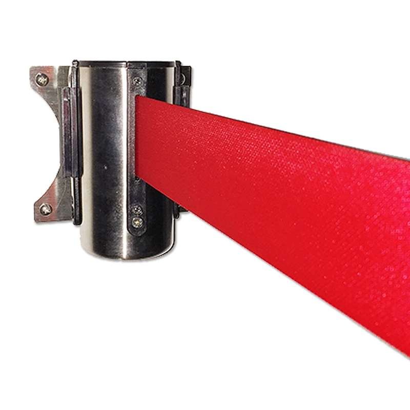 Crowd Barrier Absperrung, Wandspender, Edelstahl mit 3 Meter langem rotem Gürtel #1