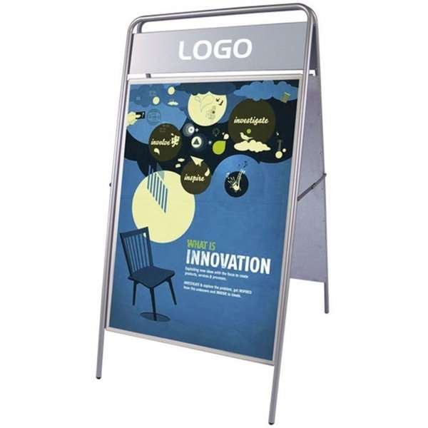 Expo Sign Kundenstopper mit Logo schild - 50x70 cm - Silber #2