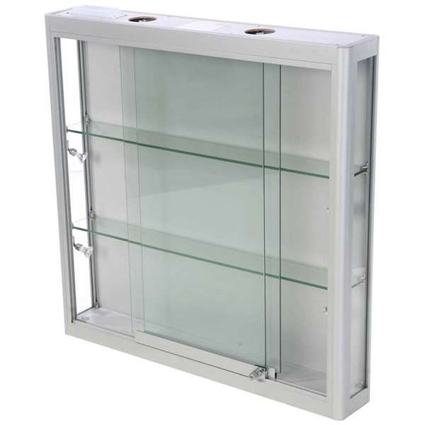 Vitrine - Showcase Wall Duo Glasvitrine mit LED-Licht und Schloss - Silber #7