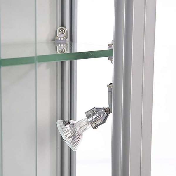 Vitrine - Showcase Wall Duo Glasvitrine mit LED-Licht und Schloss - Silber #4