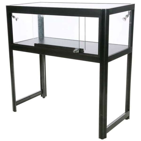Vitrine - Showcase Desk Duo Glasvitrine mit LED-Licht und Schloss - Schwarz #2