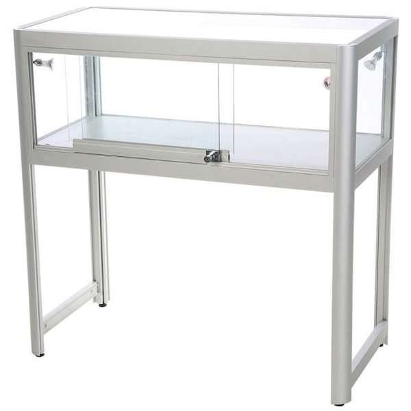 Vitrine - Showcase Desk Duo Glasvitrine mit LED-Licht und Schloss - Silber #4
