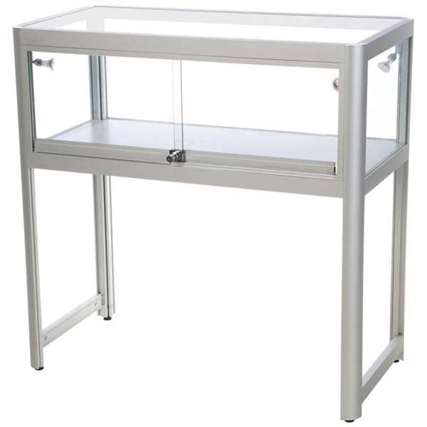 Vitrine - Showcase Desk Duo Glasvitrine mit LED-Licht und Schloss - Silber #1