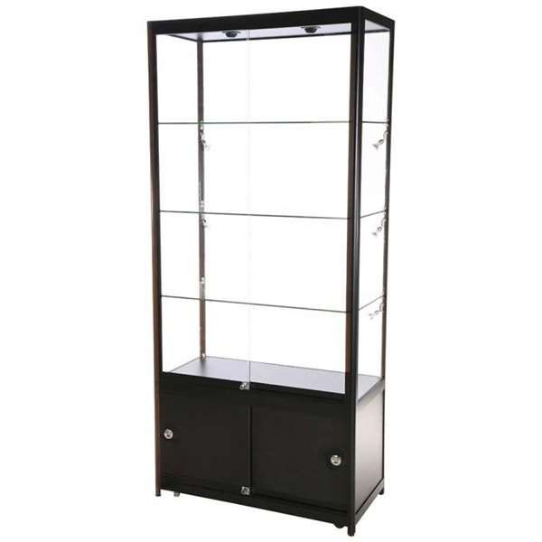 Vitrine - Showcase Tower Duo Glasvitrine mit Unterschrank, LED-Licht und Schloss - Schwarz #6