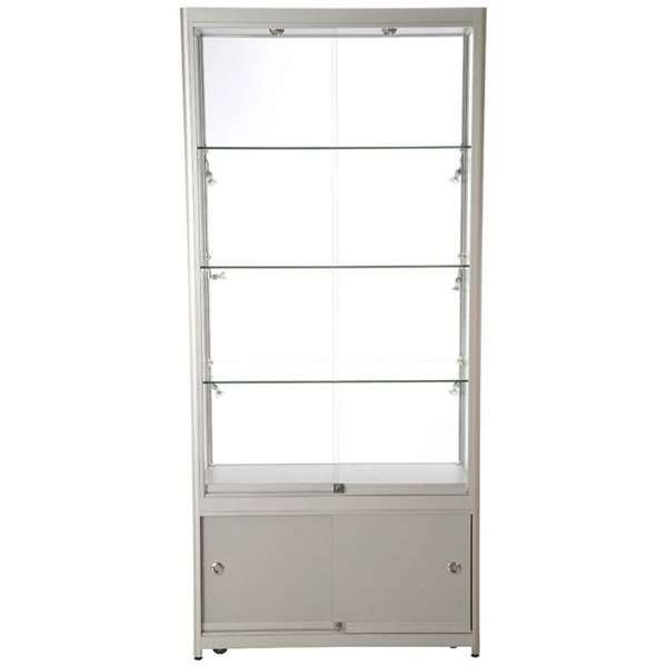Vitrine - Showcase Tower Duo Glasvitrine mit Unterschrank, LED-Licht und Schloss - Silber #7