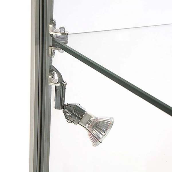 Vitrine - Showcase Tower Duo Glasvitrine mit Unterschrank, LED-Licht und Schloss - Silber #2