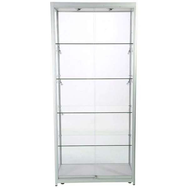Vitrine - Showcase Tower Duo Glasvitrine mit LED-Licht und Schloss - Silber #6