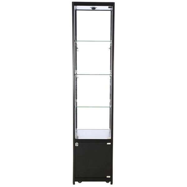 Vitrine - Showcase Tower Solo Glasvitrine mit Unterschrank, LED-Licht und Schloss - Schwarz #11