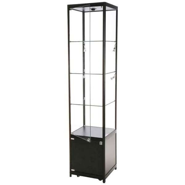 Vitrine - Showcase Tower Solo Glasvitrine mit Unterschrank, LED-Licht und Schloss - Schwarz #7