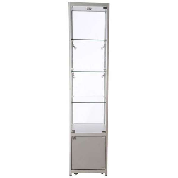 Vitrine - Showcase Tower Solo Glasvitrine mit Unterschrank - Silber #3