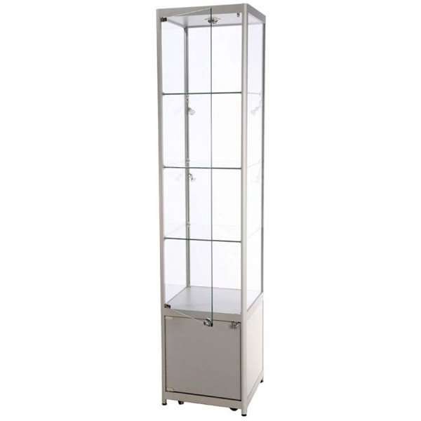 Vitrine - Showcase Tower Solo Glasvitrine mit Unterschrank - Silber #2