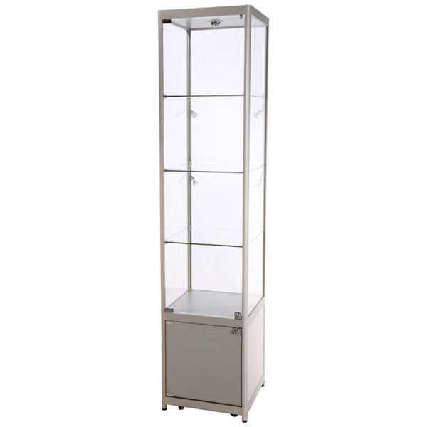 Vitrine - Showcase Tower Solo Glasvitrine mit Unterschrank - Silber #1