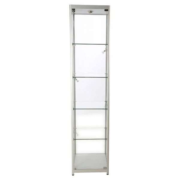 Vitrine - Showcase Tower Solo Glasvitrine mit LED-Licht und Schloss - Silber #10