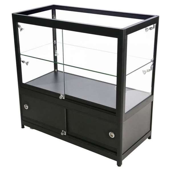 Vitrine - Showcase Counter Duo Glasvitrine mit Unterschrank, LED-Licht und Schloss - Schwarz #5
