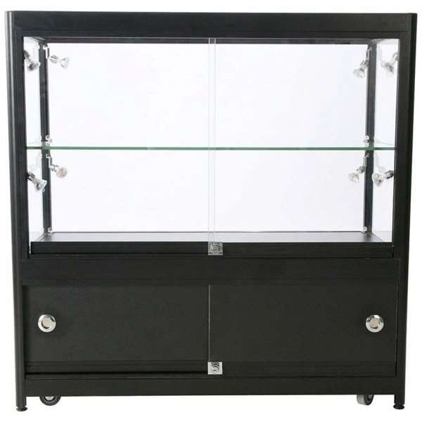 Vitrine - Showcase Counter Duo Glasvitrine mit Unterschrank, LED-Licht und Schloss - Schwarz #9