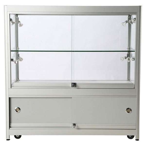 Vitrine - Showcase Counter Duo Glasvitrine mit Unterschrank, LED-Licht und Schloss - Silber #10