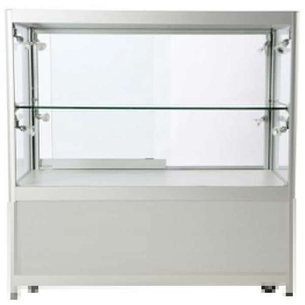 Vitrine - Showcase Counter Duo Glasvitrine mit Unterschrank, LED-Licht und Schloss - Silber #8