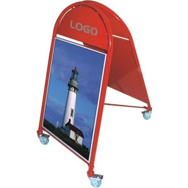 New Gotik Lux Kundenstopper mit Logo schild und Rad - A1 - rot #2