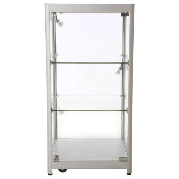 Vitrine - Showcase Counter Solo Glasvitrine mit LED-Licht und Schloss - Silber #9