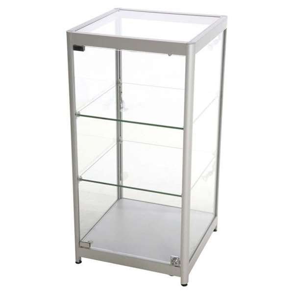 Vitrine - Showcase Counter Solo Glasvitrine mit LED-Licht und Schloss - Silber #8
