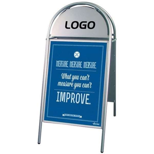 Expo Gotik Kundenstopper mit Logo schild - 70x100 cm - Silber #2