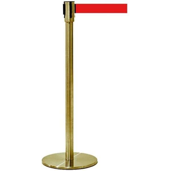 Absperrpfosten in Gold mit rotem Gurt #1