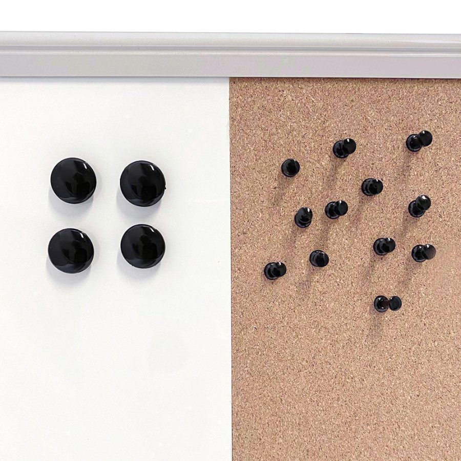 Whiteboard- und Kork-Kombitafel-Set 60x40cm, inkl. schwarzer Magnetmarker, 4 x schwarze 20-mm-Magnete, 12 schwarze Nadeln und Montagesatz #3