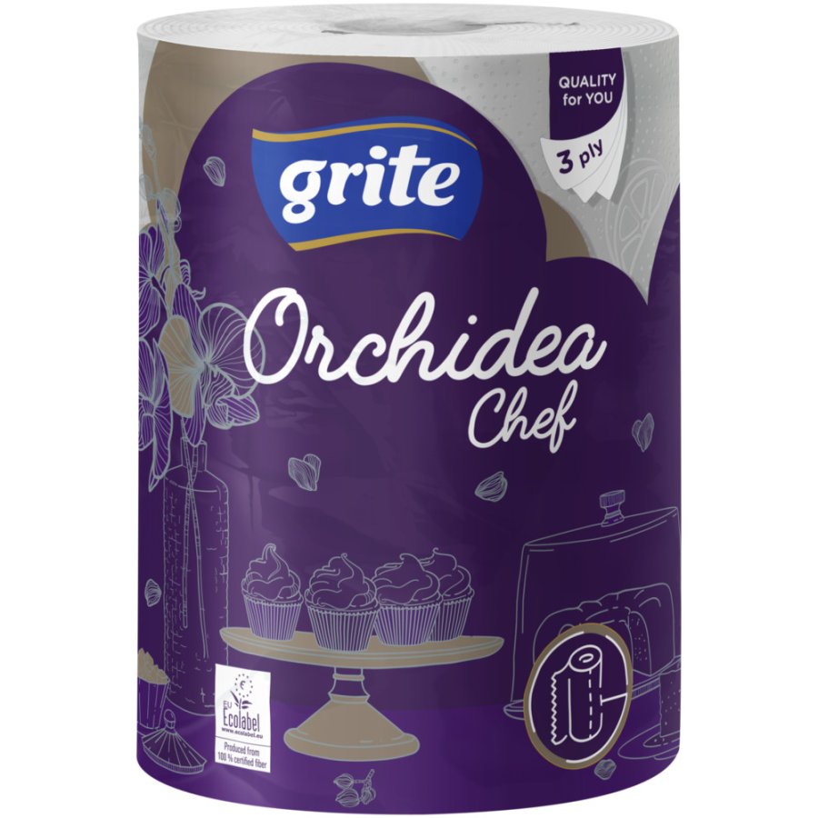 Küchenrolle, Grite Orchidea, 3-lagig, 100 % Frischfaser, 28 Rollen #1
